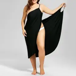 Moda damska jednokolorowe letnie sukienki plażowe Sling Sleeve Casual Sexy Halter luźna sukienka na ręczniki Vestidos Plus rozmiar S-5XL халат