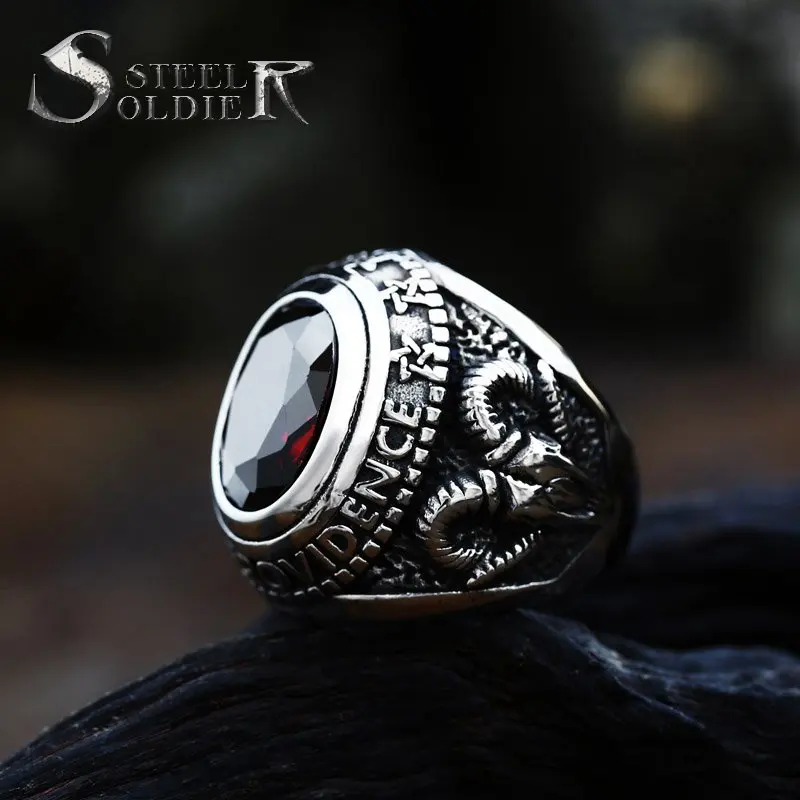 Steel soldier men black stone ring stainless steel high quality factory price men ring titanium steel jewelry