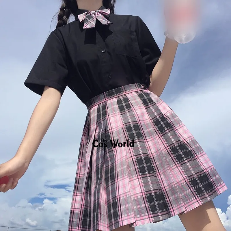 [Spicy Girl] Japanese Summer High Waist Pleated Plaid Skirts For JK School Uniform Students Cloths