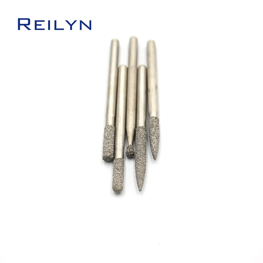 10pcs/Set Grinding Drill Bit Dremel Rotary Tool 3mm 60 Grit Emery Diamond Drill Bit Stripping Polishing for Engraving Machine