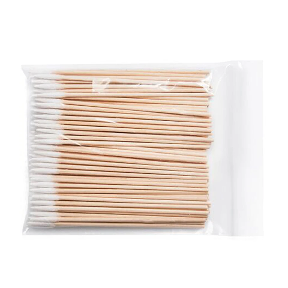 High Quality 1 Bag 100pcs Wooden Cotton Stick Swabs Buds For Cleaning The Ears Eyebrow Lips Eyeline Tattoo Makeup Cosmetics