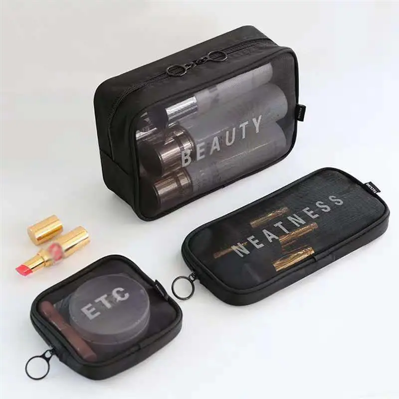 

Mesh Cosmetic Bag Mesh Makeup Bag Portable Travel Toiletry Bag Make Up Organizer Storage Pouch Toiletry Beauty Wash Bag