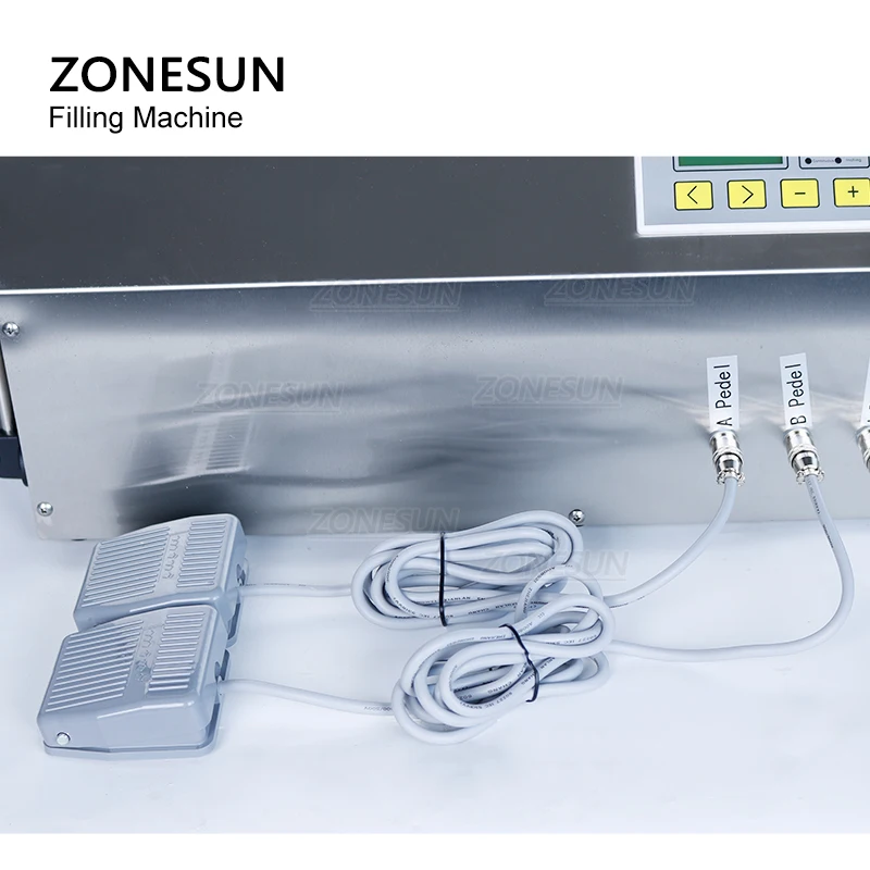 ZONESUN ZS-DP432W فوهات مزدوجة ماكينة تعبئة الزيت الحجاب الحاجز مضخة تدفق كبير المشروبات زيت طهي الحليب ماكينة زجاجات حشو