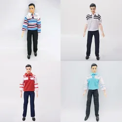 Ken Doll Clothes Daily Casual Outfit Striped Plaid Shirt T-shirt Long Pants Doll Clothes for Doll Accessories Ken The Boyfriend