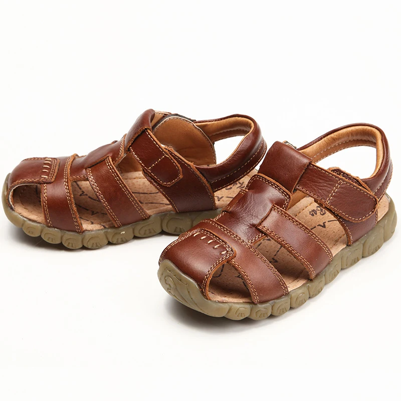 2024 New Kids Children Boys Genuine Leather Sandals For Teenagers Boys Baby Summer White Sandals Shoes 1 3 5 7 9 11 13 Years