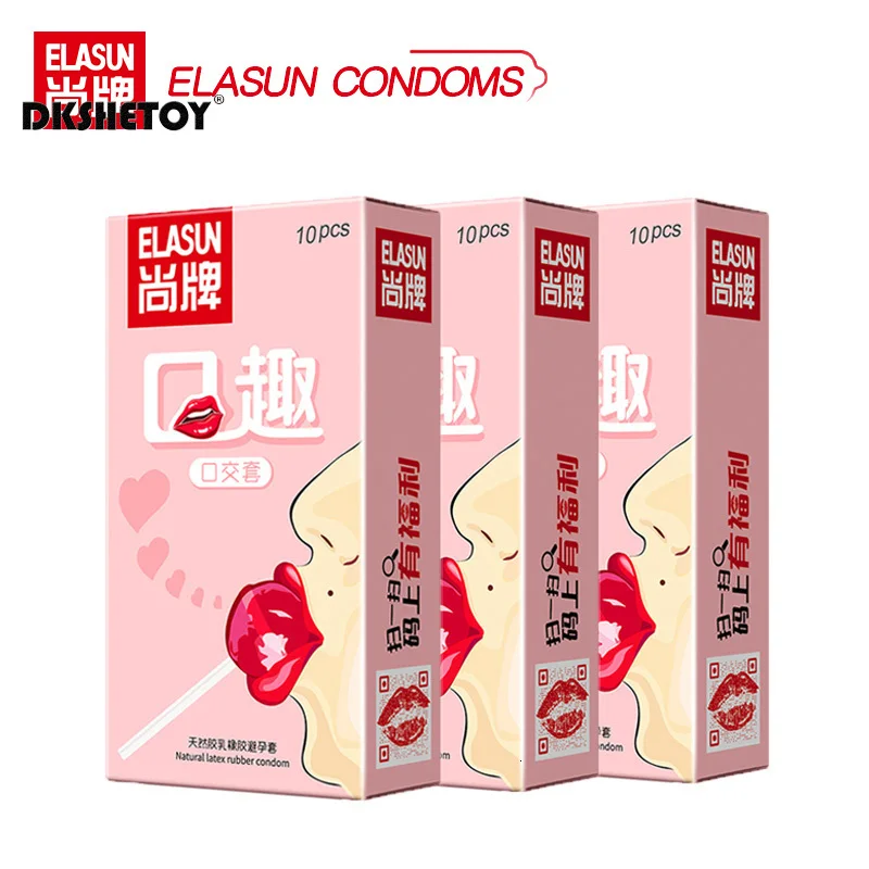 Elasun 10/12pcs Oral Sex Condoms Flavored Designed Blowjob Adult Supplies Ultra Thin Condoms Fruit No Oil Sex Toys For Couples