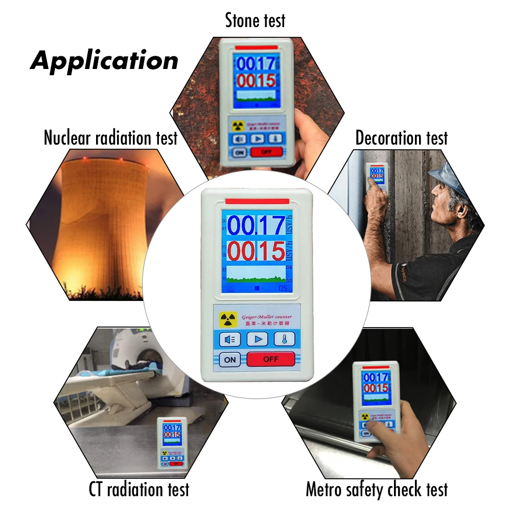 BR-6 Display Screen Geiger Counter Nuclear Radiation Detector X-ray Beta Gamma Detector Geiger Counter Radioactivity Detector