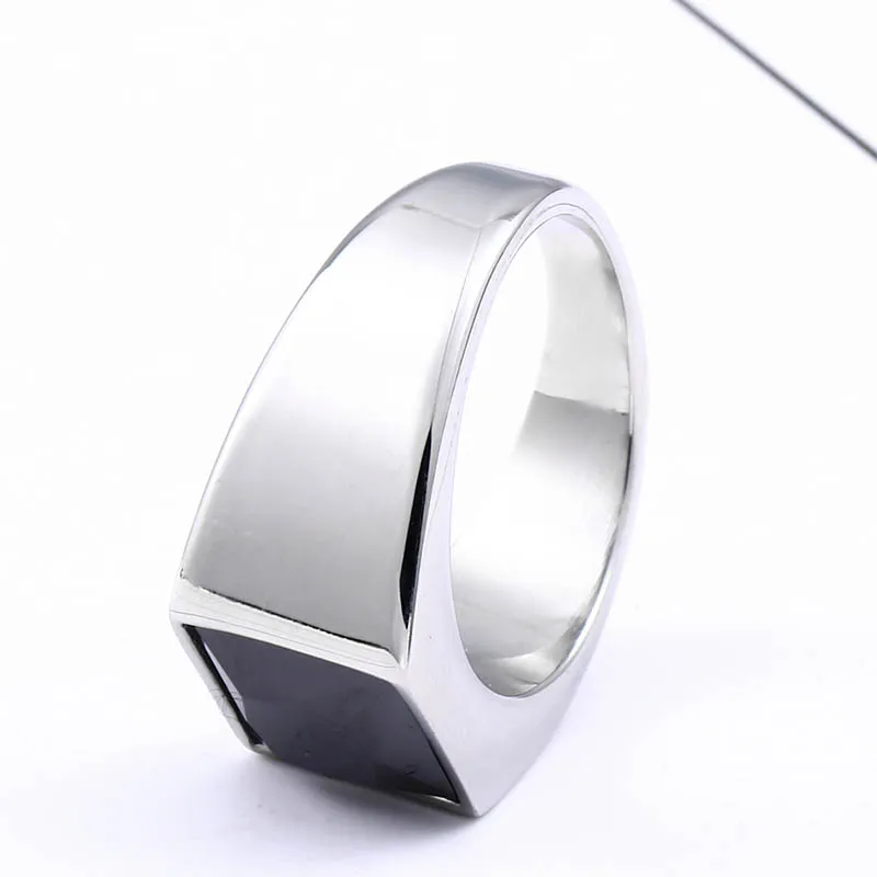 BEIER 316L stainless steel Simple men and women rings Fashion Inlaid Red/Blue/Black Stone jewelry BR8-701