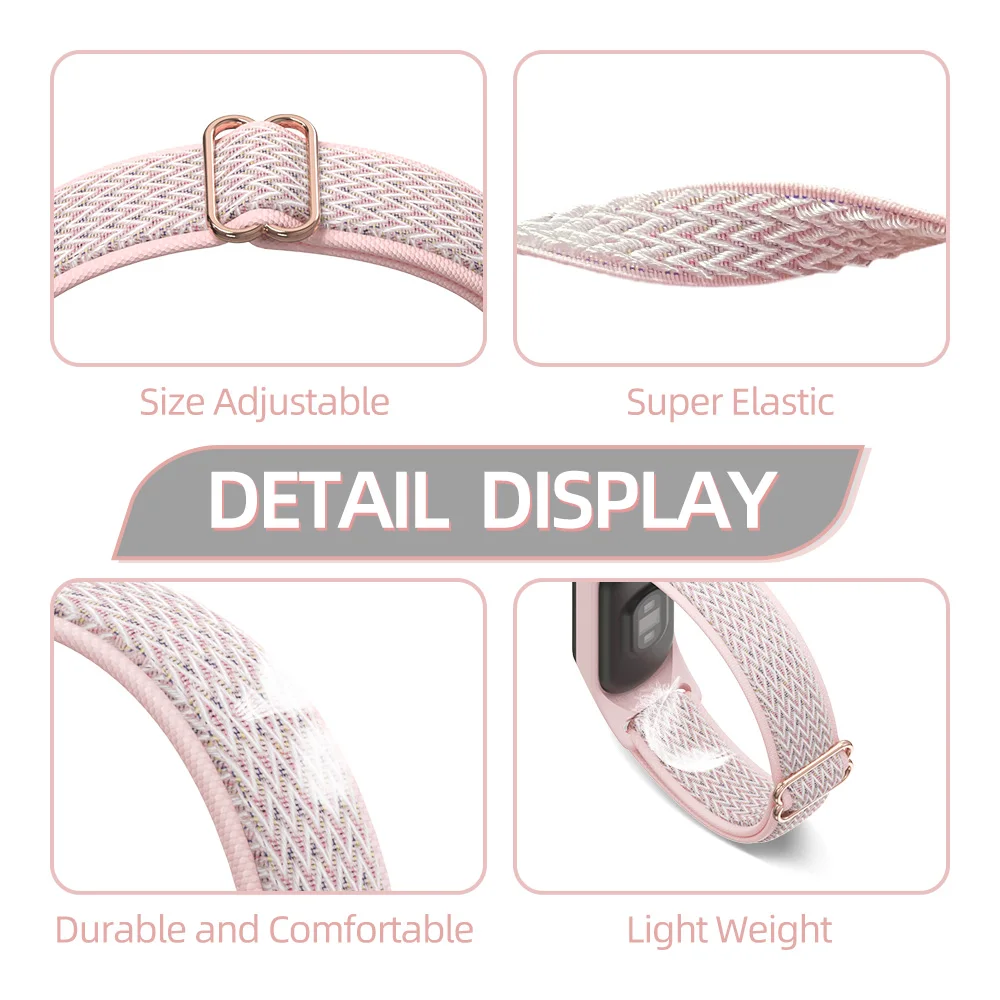 Correa de pulsera para Mi Band 7 6 5 Correa de reloj deportivo elástica de nailon Pulsera Correa Miband 5 Correa para Xiaomi Mi Band 5 6 7