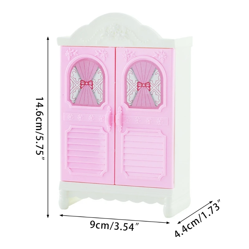 

57EE Miniature Bedroom Wardrobe Play House Mini Closet Dollhouse Bedroom Furniture for 4-6’’ Dolls Clothes Collection Storage