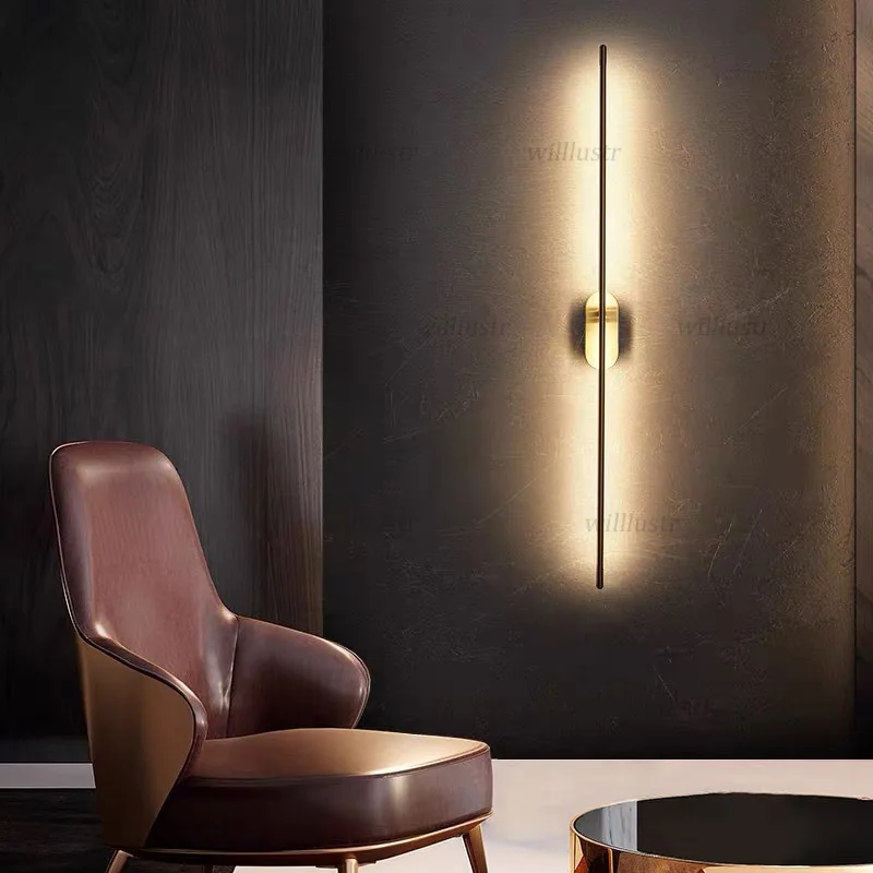 Creative LED Wall Lamp Copper Color Iron Acrylic Sconce Hotel Mall Shop Aisle Lounge Bedside Minimalist Dual Use Vanity Lighting