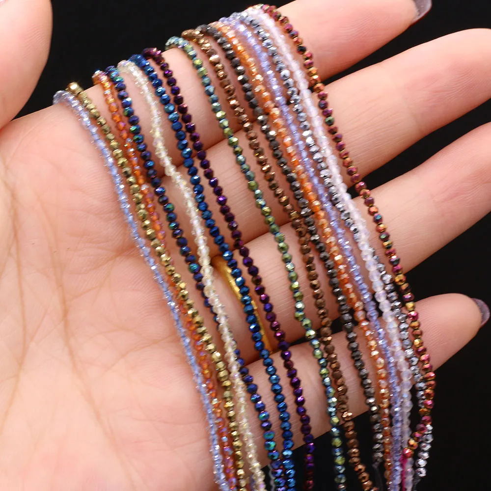 5pcsNatural Stone Crystal Color Plated Faceted Small Bead Multicolor 38CM Beaded Fashion DIY Necklace Bracelet CharmJewelry Gift