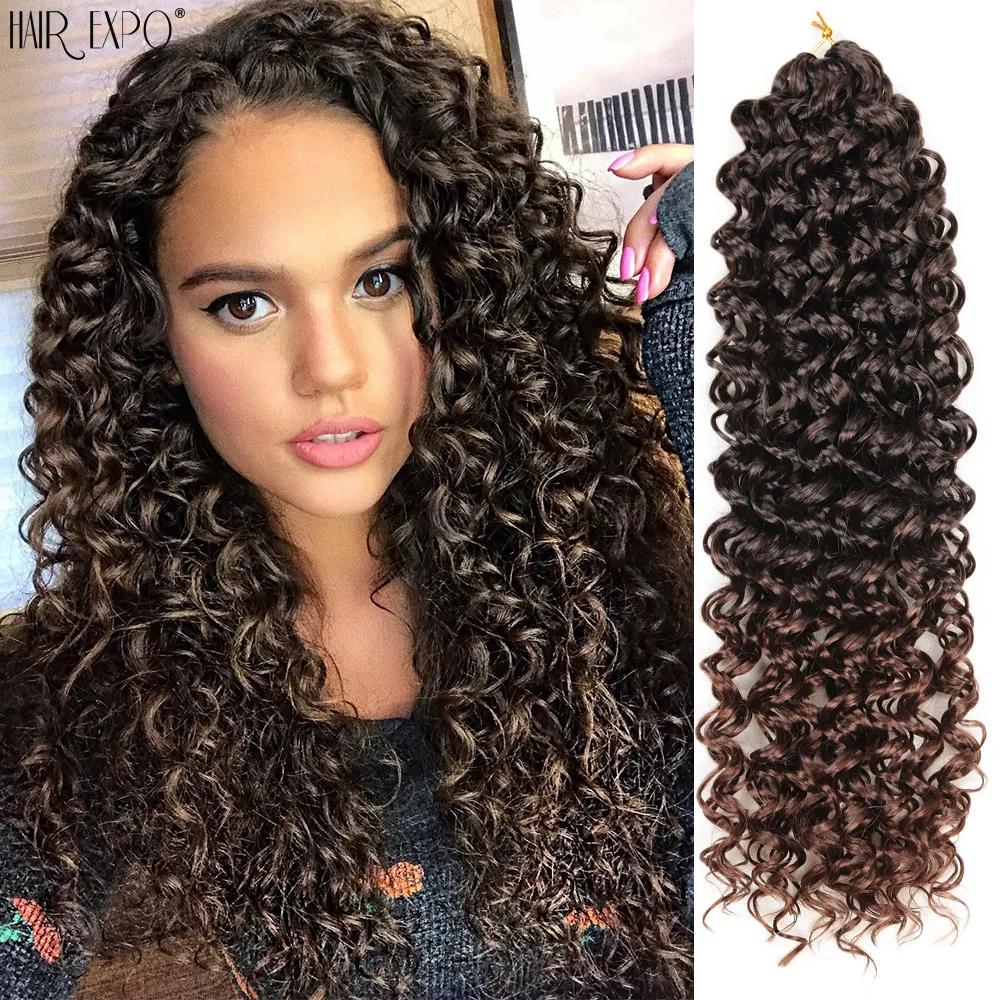 

22"Water Wave Crochet Hair Synthetic Pre-Looped Passion Twist Braiding Hair Extensions Ombre Africa MAZO Curl Braids Hair Expo