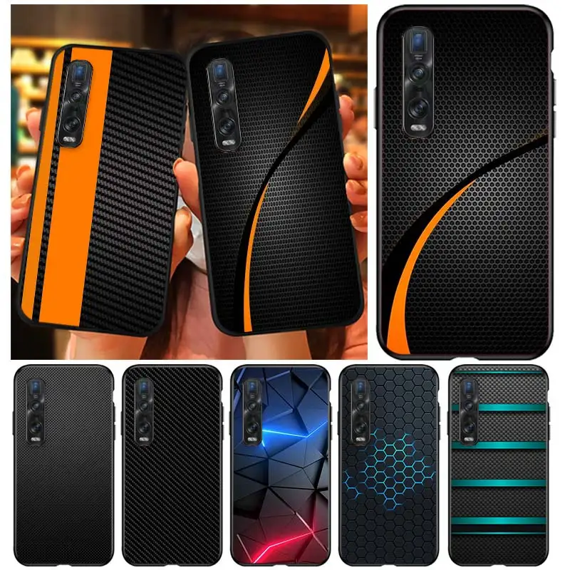 Car Carbon fibre For OPPO F19 F5 F19 F11 K5 K3 R15 R9S F9 F7 K9 Find X3 X2 R17 Lite Neo Pro Plus 5G Black Phone Case