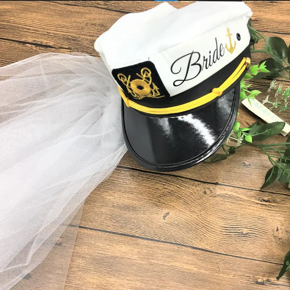 custom Nautical sailor wedding bridesmaid bride hats marina Captains hats cruise Bachelorette birthday Lets Get Nauti CAPS