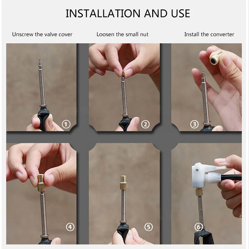 5Pcs Bicycle Conversion Mouth Mountain Road Racing Bike Tires Pure Copper Pumping US Mouth Adapter Valve Bicycle Repair Tools