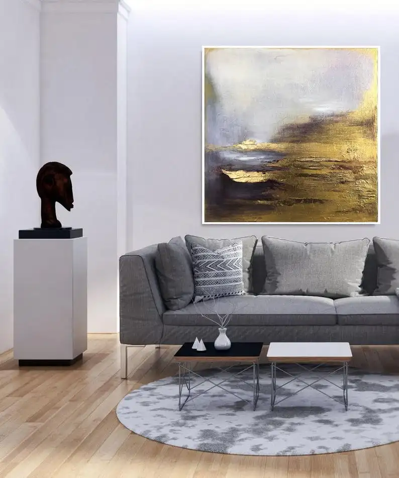 

Gold Leaf Acrylic Painting Abstract Painting Oversize Wall Art Large Modern Art Texture Paintings On Canvas Living Room Wall Art