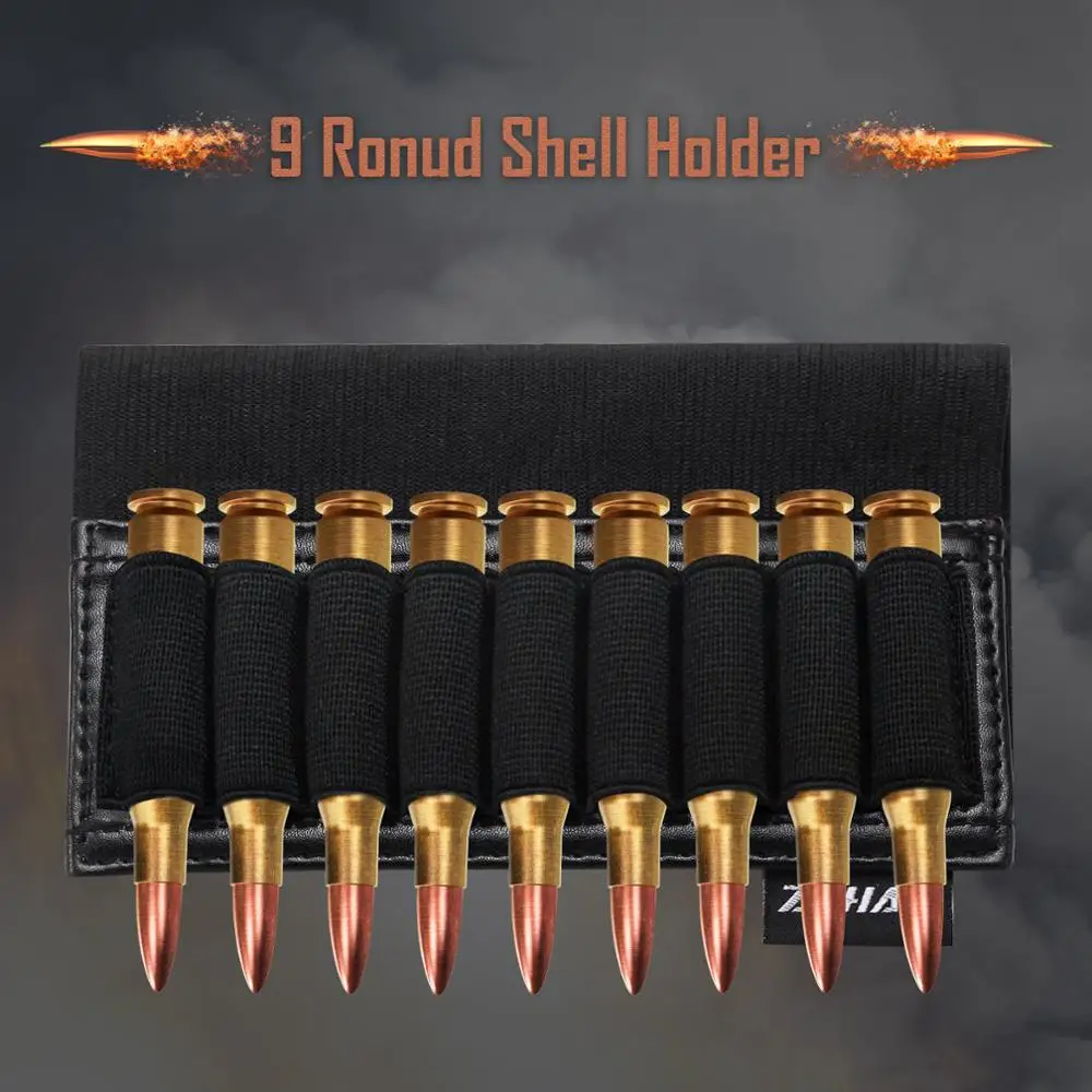 ZOHAN Tactical 9 Rounds Rifle Buttstock Shell Cartridge Shooting Gun Bullet Holder Ammo Shell Pouch for Hunting Accessorie