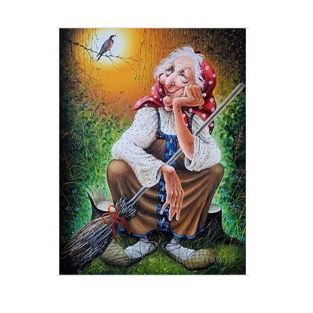 

Diamond Embroidery Old Woman Resting On The Stump 5D Diy Diamond Painting Cross Stitch Full Square Diamond Mosaic Decorative Kit