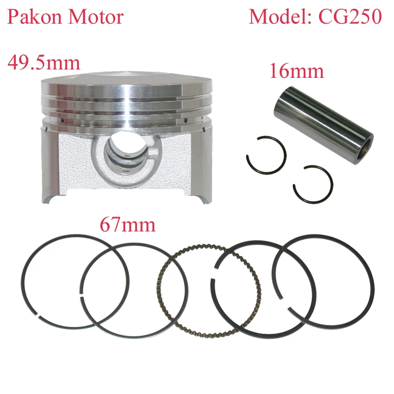 

250cc Motorcycle Piston Kit Ring Set for Dayang250 Lifan250 Loncin250 XY250 DAKAR250 CG250 Crossbike Dirt Bike 67mm STD