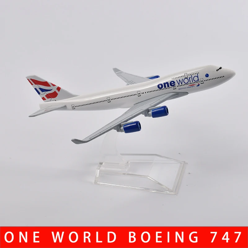 JASONTUTU 16cm One World Boeing 747 Aircraft Diecast Metal 1/400 Scale Planes Model Airplane Model Plane