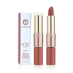 O.TWO.O 2 in 1 Rossetto opaco Lucidalabbra Cosmetici Impermeabile Pintalabios Batom Mate Labbra Trucco Rouge 12 colori Stick labbra