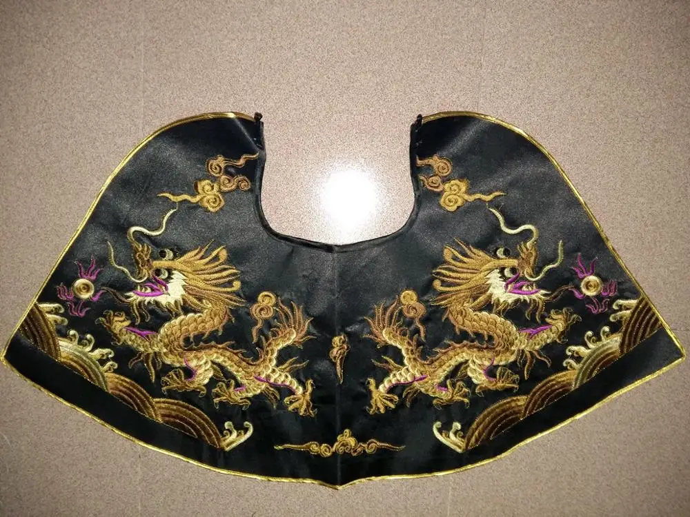 7 Designs Qing Dynasty Emperer Officers Official Costume Shoulder Piece Yun Jian Delicate Embroidered Dragon Pi Ling Wing Collar