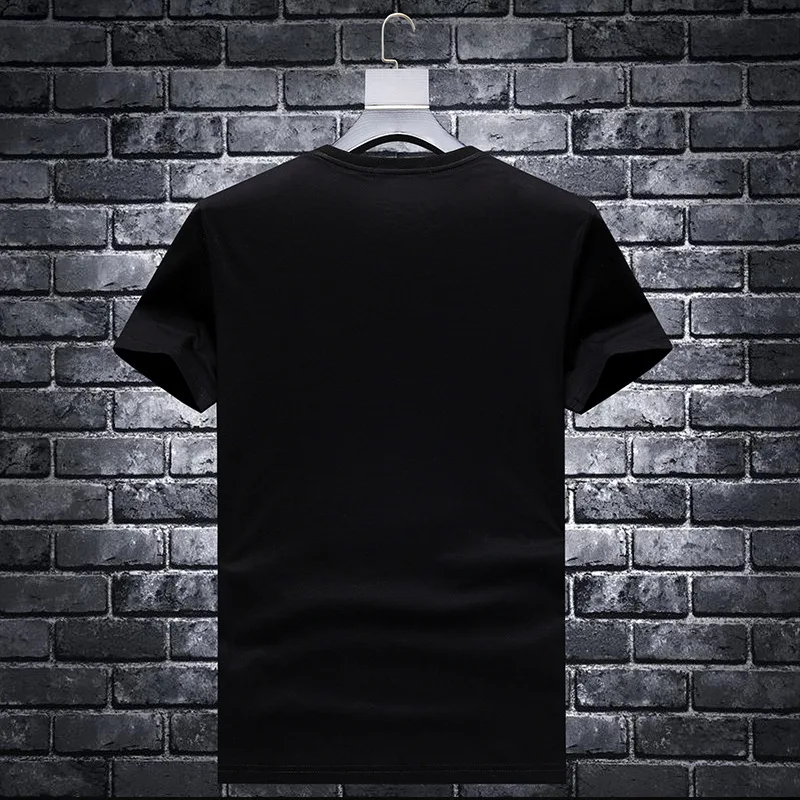 Plus Size 6XL 2024 Bee Rhinestones T Shirts Men Brand Short Sleeve Fashion Man Streetwear O Neck Slim Modal Cotton Tshirts