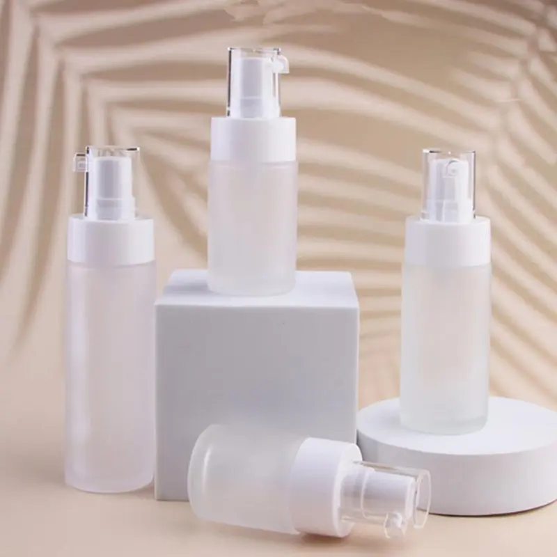 

100pcs 20ml 30ml 40ml Empty Matte Glass Emulsion Essence Bottle Cosmetic Bottle With Pump Lotion Bottle