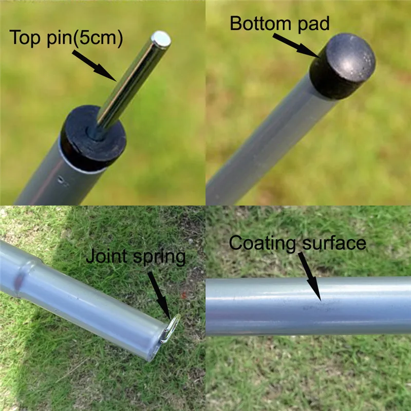 Poteau de Bâche Pliable de 2m/1.8m, Auvent de Tente, Support de Camping en Plein Air, Bâtons d'Abri Solaire, Accessoires