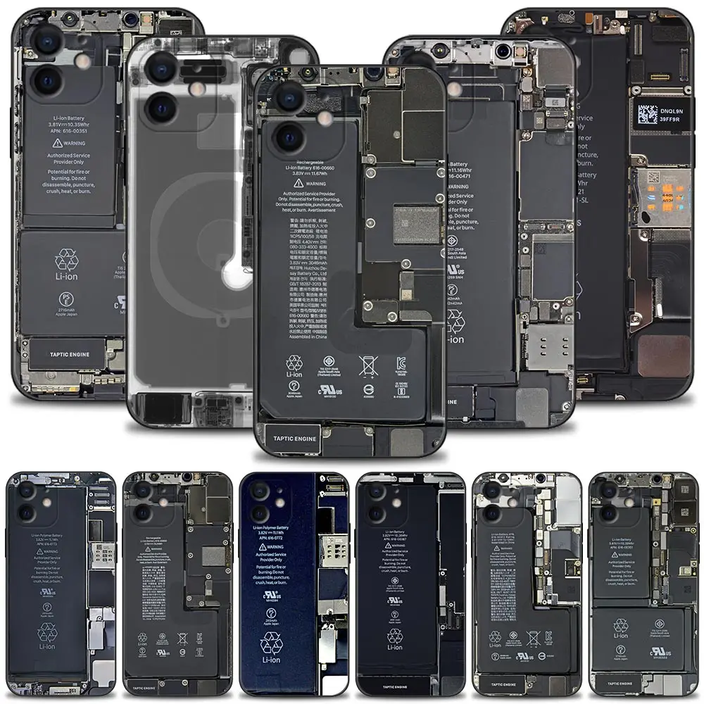 Inside motherboard Circuit board Case For Apple iPhone 15 14 14 13 12 11 Pro Max 13 12 Mini XS Max XR X 7 8 Plus Cover Shell