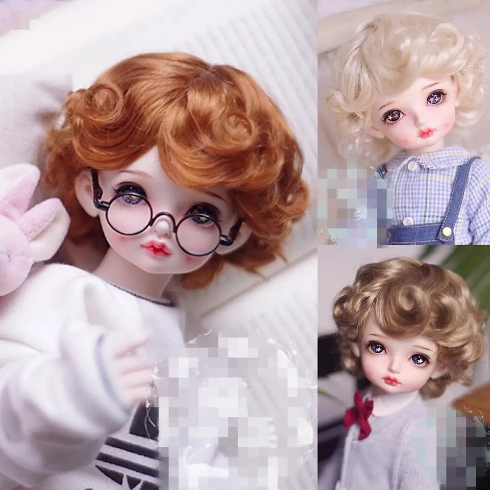 BJD Doll Wig for 1-3 1-4 1-6 size imitation Mohair WIG orange red retro short volume doll accessories