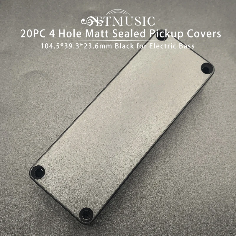 20Pcs 4 Hole Matt Sealed Electric Bass Pickup Cover Solid ABS Pickup Cover 104.5*39.3*23.6mm Black