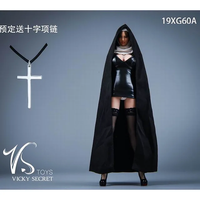 VSTOYS 19XG60 1/6 PU Leer Kerk Meisje Nun Kleding Model Met Nun Mantel Ketting Accessoire Fit 12 "Vrouwelijke Soldaat Figuur poppen