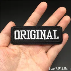 ORIGINAL Size: 7.9x2.8cm Badge Iron On Patch for Clothing Black White Written Words Diy Sewing Clothes Sticker Stripes Applique