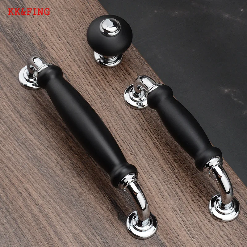 

KK&FING American Black Solid Zinc Alloy Cabinet Door Handles Drawer Knobs Kitchen Cupboard Door Pulls Fashion Furniture Handle