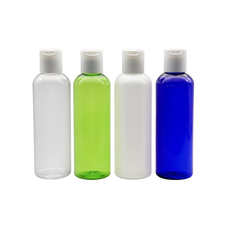 40 garrafas cosméticas do tampão de parafuso do disco dos pces 200ml, recipiente plástico, garrafas vazios transparentes do champô do sabão líquido verde azul