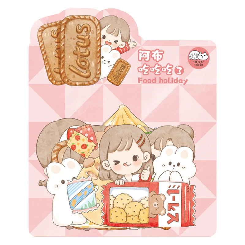 30pcs Kawaii Stationery Stickers Cartoon Girl Eat Food Junk Journal Diary Planner Decorative Mobile Sticker Scrapbooking