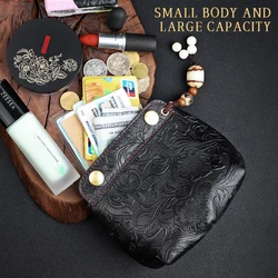 Small Women Cosmetic Bags Genuine Leather Make Up Bag Portable Coin Purse Key Holder Storage Pouch Travel Organizer Case Clutch