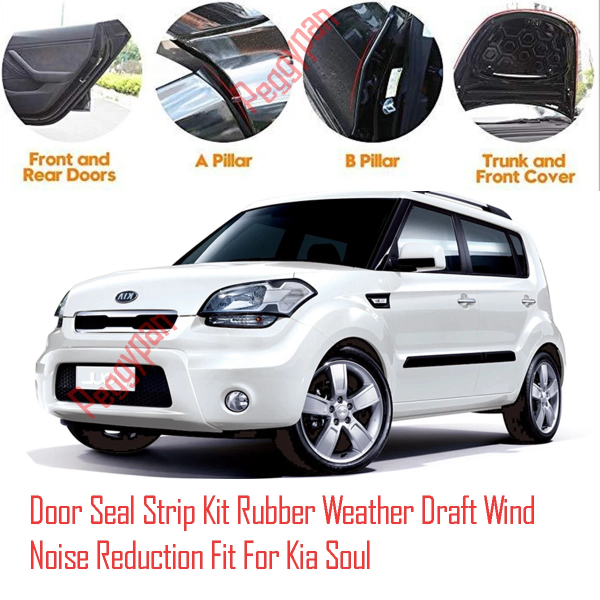 

Door Seal Strip Kit Self Adhesive Window Engine Cover Soundproof Rubber Weather Draft Wind Noise Reduction Fit For Kia Soul