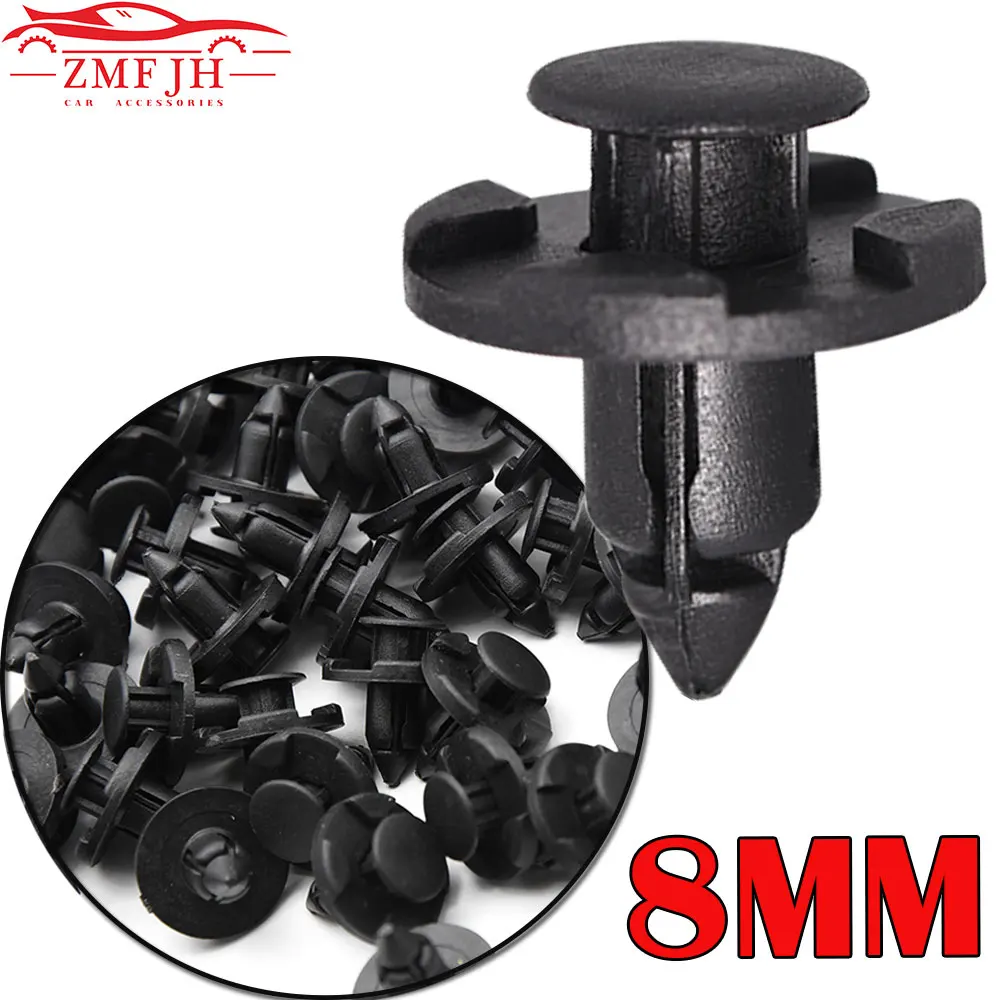 10/20/30/40/50PCS Black Auto Bumper Fastener 8mm Hole Plastic Rivet Clips Vehicle Car Bumper Door Panel Fender Clips Retainer