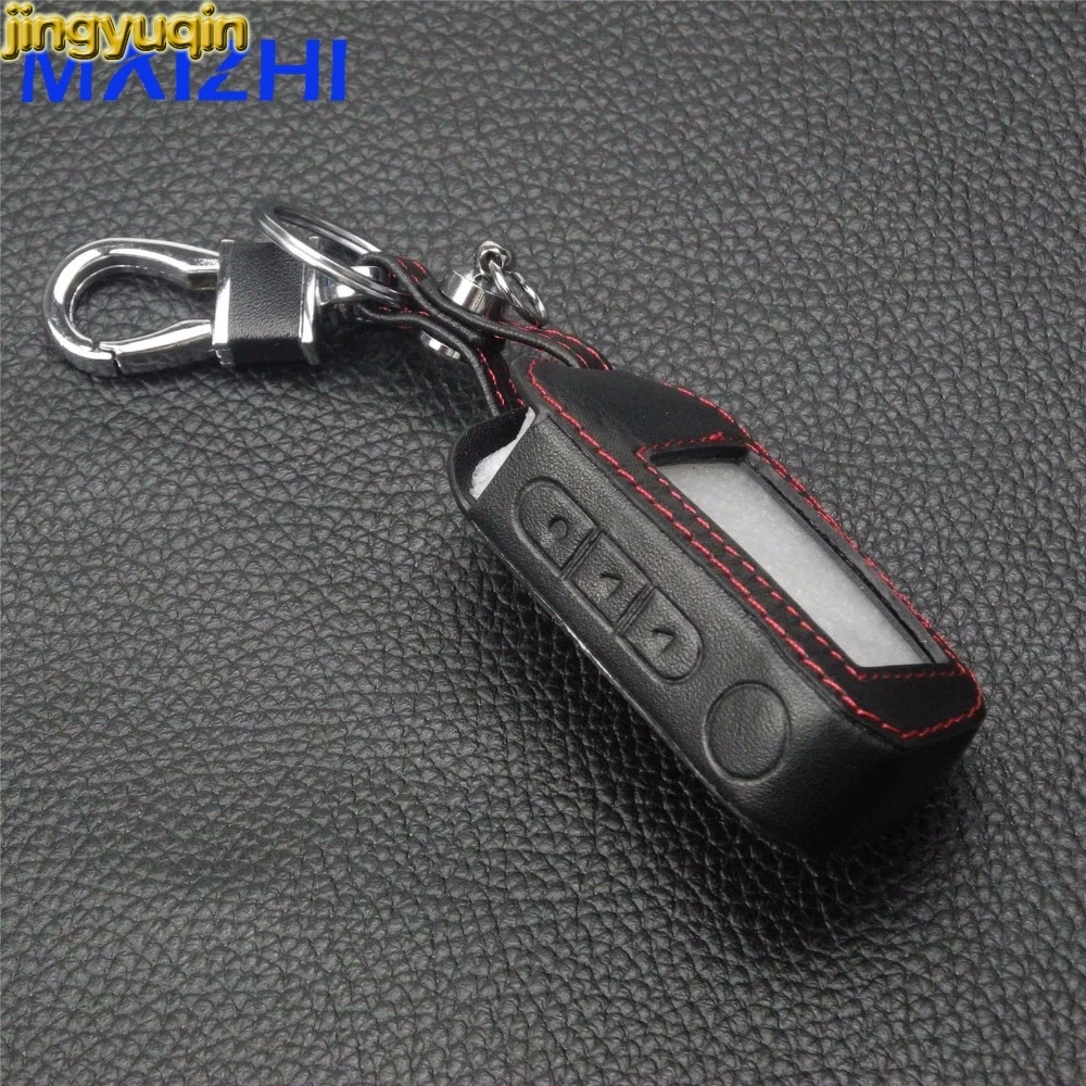 Jingyuqin 5pcs for Starline A93/A63 LCD Two Way Car Remote 2-way A93 Car-styling 3 Buttons 2 Color Leather Key Case Cover Bag