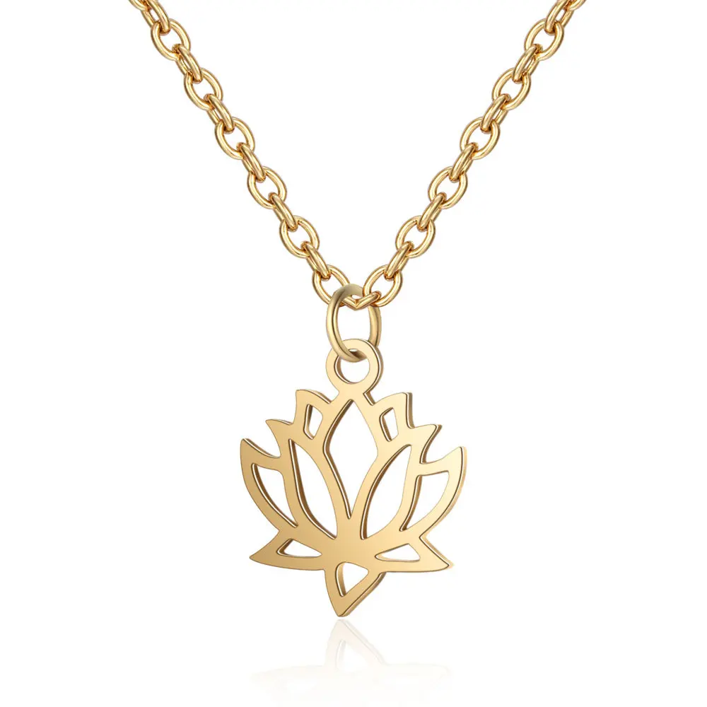 

European and American fashion yoga lotus titanium steel pendant necklace