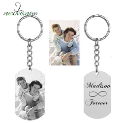 Nextvance-llavero personalizado de acero inoxidable, llavero con grabado de foto, texto, placa de nombre, personalidad, regalo de joyería familiar de Anime