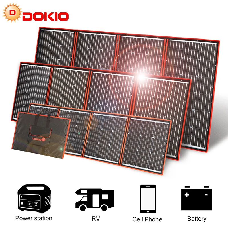 18V DOKIO składany panel solar 97-295W flexible panneau solaires For camping,telefon,łódź i 12V bateria portátil placa solar kit