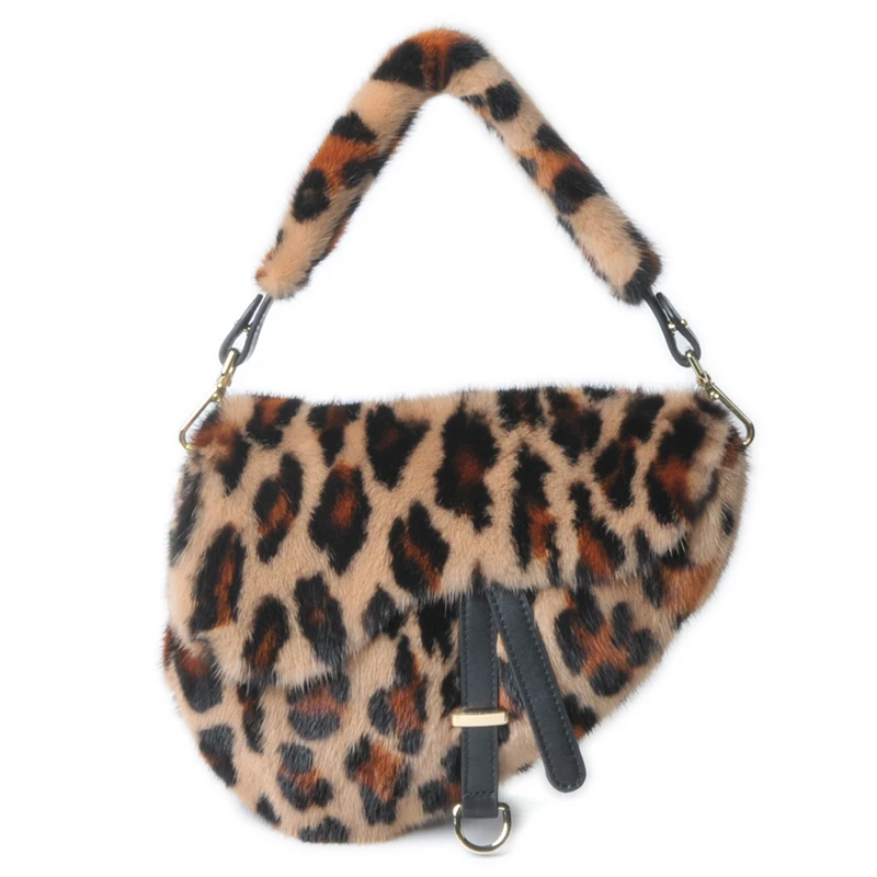 2020 Fashion Mink Fur Handbags with 2 Fur Balls Drawstring Bag High-end Wrist Bags Female Messenger Bag Mink Leather Backpack