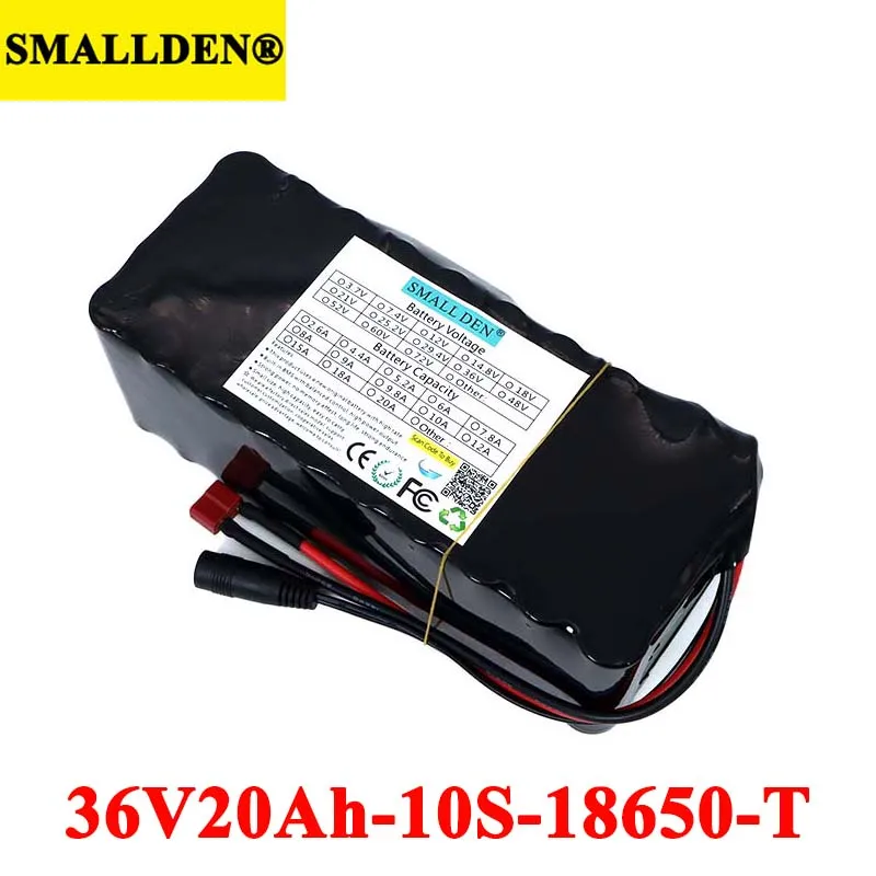 

SMALLDEN 36V 20Ah Lithium Battery Pack 18650 20000mAh High rate 20A BMS for electric wheelchair Balancing scooter E-bike