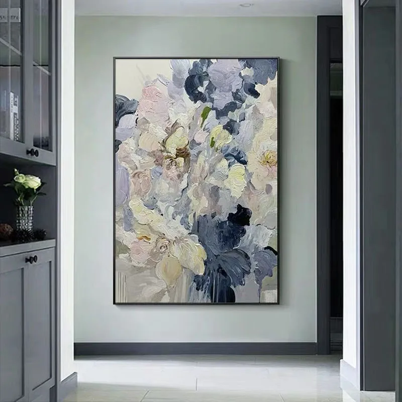 

Hand Painted Abstract Oil Painting Wall Art Colorful Flowers Picture Minimalist Modern On Canvas Decorative For Living No Frame