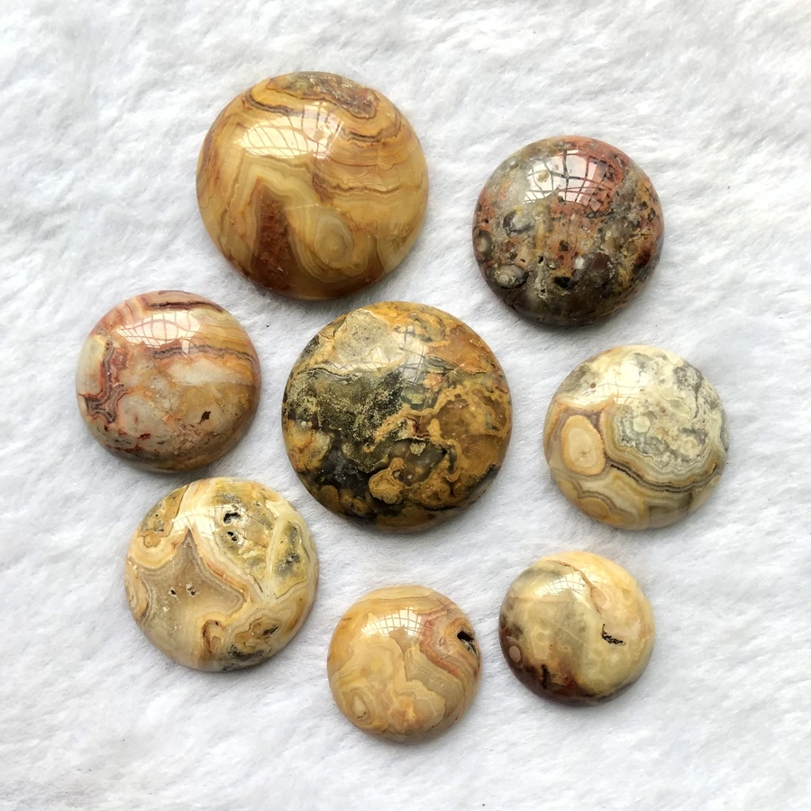 Wholesale 4pcs 100% Natural Crazy Agates Cream Stone Bead Cabochon 20mm 25mm 30mm Round Gem stone Bead Pendant, Ring Face