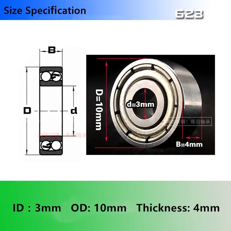 100pcs miniature ball bearing 623ZZ 3*10*4 mm R-1030ZZ deep groove ball bearings 623 -2Z 623Z 3x10x4